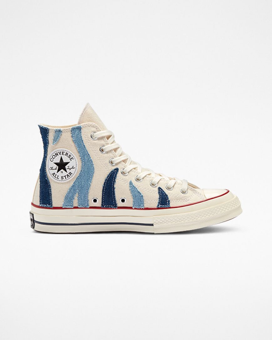 Tenis Converse Chuck 70 Denim Cano Alto Feminino Bege Azuis | PT B034781